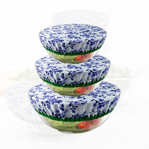 Dish Cover Set 3 Pcs Reusable Cloth Bowl Covers Round Stackable Kitchen Freshness Preservation American Style - Product Image 1