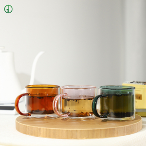 Tasse à thé, café ou lait en verre opale rose à double paroi résistante à la chaleur avec poignée, mugs en verre personnalisés, <span class=keywords><strong>cadeau</strong></span> pour la fête <span class=keywords><strong>des</strong></span> pères - Product Image 2