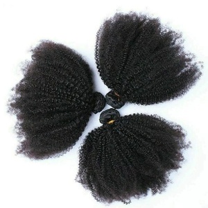 Venta al por mayor 10A Grado Natural Negro <span class=keywords><strong>Remy</strong></span> Cabello Cutícula Alineada Trama Doble <span class=keywords><strong>Afro</strong></span> Rizado Paquetes Humanos - Product Image 3
