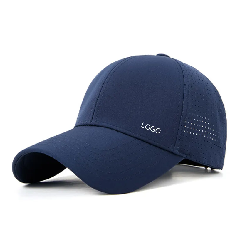 Cappellino da Baseball sportivo impermeabile a 6 pannelli in poliestere originale perforato ad asciugatura rapida con Logo personalizzato