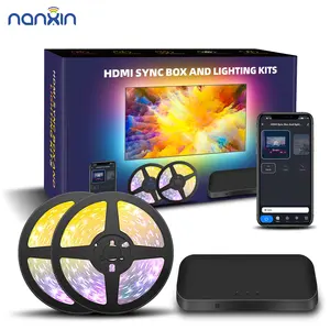 Nanxin App 제어 HDMI 2.0 동기화 상자 TV LED 백라이트 키트 침수 주변 조명 스트립 45-65 인치 TV