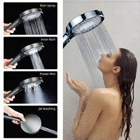 Cabezal de Ducha Leelongs Jet Spray de 13.5cm con 3+1 Modos, Boquilla de Silicona Cromada, Ajuste Deslizante, Ducha de Mano con Aumento de Presión