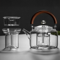 Théière en verre moderne faite à la main en borosilicate, résistante à la chaleur, avec infuseur à thé en vrac, compatible cuisinière, avec poignée colorée, idéale pour les réceptions