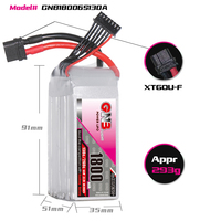Batterie LiPo RC GNB GAONENG 6S 1800MAH 22.2V 130C 260C pour drone de course FPV avec connecteur XT60