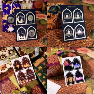 Etiqueta de presente muçulmano Eid al Fitr Mubarak para mesquita, cartão com lembrancinhas do Ramadã, decoração islâmica para presente