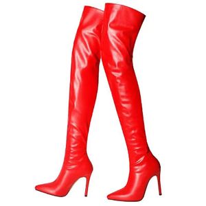 Botas hasta la rodilla negras, sexys, brillantes, con cremallera trasera, tacones ultrafinos, estilo europeo y americano, talla grande, elásticas, 2024 - Product Image 3
