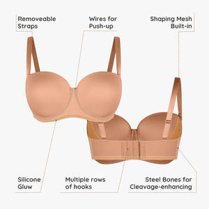 Sujetador de realce desmontable con aros transpirable Invisible para mujer, Copa 1/2 de talla grande, sujetador sin tirantes suave Convertible para mujer - Product Image 3
