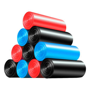 Thickened Hdpe Trash Bags For Home Hotel Office Use 100 Count <b>Roll</b> Black <b>Blue</b> Red Color Options - Product Image 1