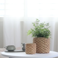 Pots de fleurs en ciment de style classique, forme cylindrique, design de tissage traditionnel, pour la décoration de jardin à domicile, pot rond décoratif