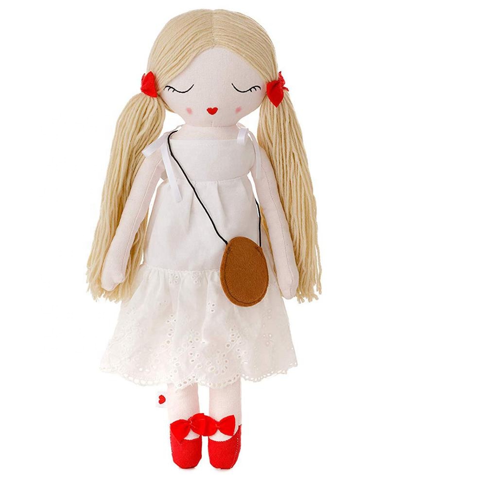 Custom girl fabric cloth dolls with dress bag baby dolls girl gifts play toy sleeping soft kids stuffed plush fabric doll