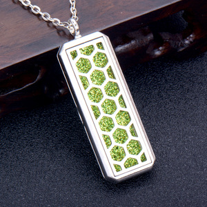 Unisex rettangolare diffusore di olio essenziale collana pendente geometrica alla moda aromaterapia gioielli in acciaio inox per coppie - Product Image 5