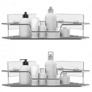 Estante Esquinero Adhesivo para Ducha Hongdec, Cesta de Acero Inoxidable Moderna y Duradera de un Solo Nivel, Tamaño Personalizado, Sin Perforaciones, para Montar en la Pared - Product Image 1