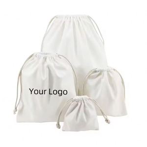 Custom logo Printed Eco Friendly Recyclable Ecological Reusable Pouch Cotton Drawstring Bag - Product Image 1