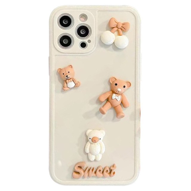 3D Animal Bowknot Bear Rabbit Cartoon Cute Phone Cover for iPhone 14 Pro Max I Phone14 Case