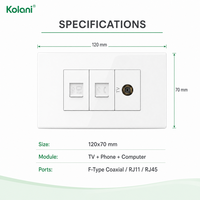 Plaque murale audio-vidéo avec prise téléphonique et TV Cat6 LAN, panneau PC blanc brillant à montage dissimulé 120 modules triples pour appartement