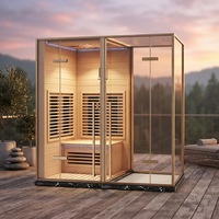 Fabricant OEM de sauna infrarouge à vapeur sèche intérieur en cèdre rouge/hemlock pour 2 personnes