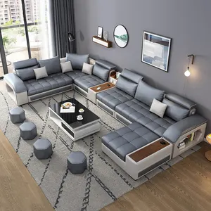 Sofá modular de cuero blanco y negro con diseño de lujo moderno, conjunto de muebles para sala de estar, sofás de tela, sofás para el hogar