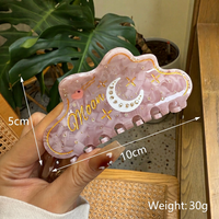 Pince à Cheveux Nuage Lune en Acétate avec Logo Personnalisé pour Femme, Épingles à Cheveux Étoile en Strass de Luxe, Accessoires Capillaires Élégants et Féminins, Vente en Gros