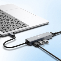 Hub Ethernet USB-C 4-en-1 Adaptateur LAN Gigabit avec ports USB 3.0 pour ordinateurs portables, MacBook, iPad Pro et tablettes