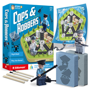 Eduman Cops Robbers Dig Kit 2-in-1 <strong>Archaeological</strong> <strong>Excavation</strong> Strategy Board <strong>Game</strong> STEM Educational Ages 6-12 City Map Figures - Product Image 1