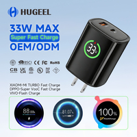 HUGEEL Nouveau chargeur USB C 25W, adaptateur de voyage Type C avec affichage HD discret, charge rapide PD pour téléphone et tablette, kit de charge