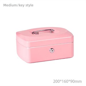 Xách Tay Hai Lớp Kim Loại Tiền Mặt Hộp Vòng Vừa Khóa <span class=keywords><strong>Key</strong></span> An Toàn Với Tem Thuận Tiện Tài Chính Tiền Lưu Trữ - Product Image 2