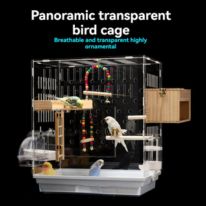 Lüks şeffaf akrilik kuş kafesi sıçrama geçirmez ve sıcak yetiştiriciliği için süs malzemeleri Budgerigars Lovebirds Cockatiels - Product Image 1
