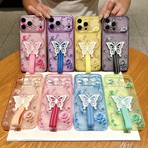 เคสโทรศัพท์ iPhone 17 16 Pro Max ลายผีเสื้อแฟชั่น พร้อมสายคล้องข้อมือ ป้องกันการกระแทก ผลิตจากซิลิโคน - Product Image 2