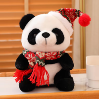 Adorable Peluche de Panda con Gorro Rojo, Relleno de Algodón Suave, Hermoso Adorno y Regalo Ideal para Navidad