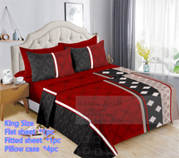 Vente en gros de linge de lit en microfibre doux de luxe de style américain, taille king, imprimé de fleurs, d'animaux et de feuilles de Noël, ensemble de 6 pièces
