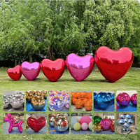 Sphère de miroir argentée géante personnalisée Grand ballon gonflable en PVC en forme de cœur Objets gonflables publicitaires décoratifs pour la Saint-Valentin