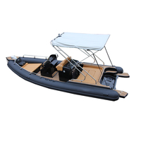 Coque noire en fibre de verre ORCA Hypalon 760 nervure 20ft bateau de sport rigide gonflable RIB760 exécution soudée