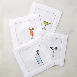 Hemstitch Cotton <b>Linen</b> Cocktail <b>Napkins</b> with Custom Embroidery from a <b>Napkin</b> <b>Manufacturer</b> for Commercial Events - Product Image 1