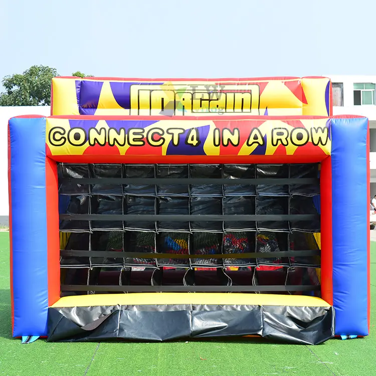 Gioco di carnevale di tiro di pallacanestro gigante interattivo all'aperto gonfiabile Connect 4 In A Row Game
