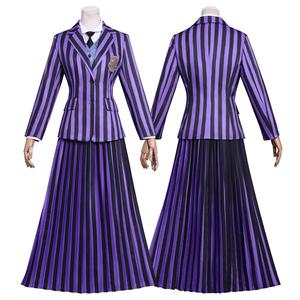 Costume de cosplay de <span class=keywords><strong>la</strong></span> saison 2 de Hot Wednesday, jeu de rôle d'Halloween, drame américain, personnage principal de <span class=keywords><strong>la</strong></span> <span class=keywords><strong>famille</strong></span> <span class=keywords><strong>Addams</strong></span>, Echo, ensemble violet pour <span class=keywords><strong>la</strong></span> télévision/le cinéma - Product Image 2