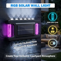 Applique Murale Solaire Étanche RGB à Effet Bulle, Lampe LED à Changement de Couleur Haut-Bas, Détection Crépusculaire Automatique, pour Décoration Extérieure de Cour