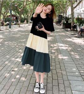 Nuovo abito da t-shirt ampio <span class=keywords><strong>per</strong></span> studentesse di grandi dimensioni, alla moda ed elegante, gonna al ginocchio di media lunghezza - Product Image 5