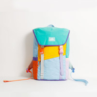 Mochila Ecológica con Cordón Ajustable y Bloques de Color, Compartimento Espacioso, para Senderismo Diario y Deportes, Libre de PFC