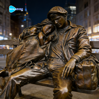 Sculpture en laiton et bronze grandeur nature de couples dormant sur un banc, décoration de jardin moderne pour extérieur, à vendre