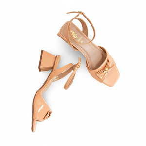 Sandalias formal de tacón beige para mujer FR5316 - Product Image 1