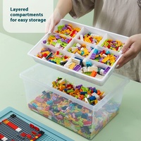 Boîte de rangement multi-compartiments en plastique PP avec poignée, étui rigide portable pour jouets, petites pièces, accessoires d'artisanat, collection, recyclable