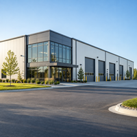 Bâtiment d'entrepôt en acier, structure en acier préfabriquée, atelier industriel, bâtiment métallique à grande portée avec bureau