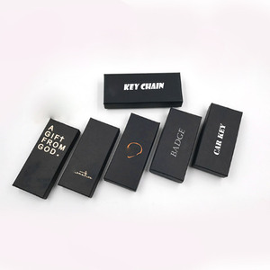 Custom Low MOQ Base and Lid Black Kraft Paper Cardboard Key Chain Paper Box With Black <strong>Padding</strong> <strong>Foam</strong> - Product Image 1