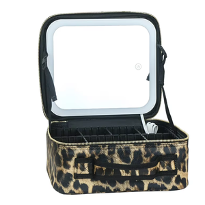 Estuche de Maquillaje Apilable de Cuero PU de Gran Capacidad, Estilo Europeo de Alta Gama, Transpirable, con Espejo - Product Image 1