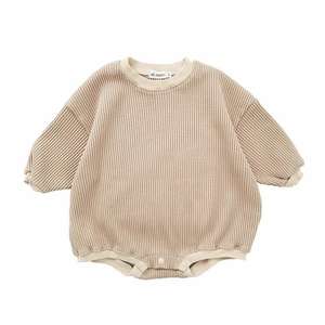 Nouvelle Combinaison Bébé Gaufre à Boutons Manches Longues Unie Décontractée Automne – Vente Flash - Product Image 3