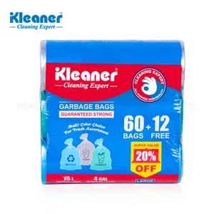 Kleaner Kantong Sampah Ukuran Besar Mudah Dibawa-3 Warna Kantong Sampah Plastik Rumah Tangga 50*60CM * 24 Buah * 3 Gulungan