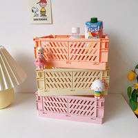 Panier de Rangement Pliant Mini en Gros, Vente Directe Usine, Panier de Bureau en Plastique Pastel, Organisateur Pliable pour Papeterie