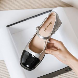Spring Autumn Elegant Leather <b>Shoes</b> Ladies Black White Retro Block Heel Tweed Mary Jane <b>Soft</b> Sole All Match Outdoor Walking - Product Image 6