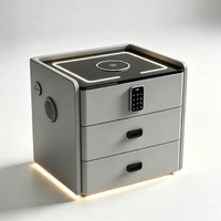 Table de chevet intelligente avec chargeur sans fil, verrouillage par mot de passe, haut-parleur Bluetooth, lumière LED, pour la maison et l'hôtel, vente en gros