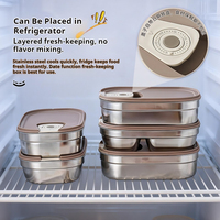 Premium SUS304 Edelstahl Bento-Box mit PP-Deckel 3100ml Lebensmittelecht Auslaufsicher BPA-frei Mikrowellengeeignet & Antibakteriell
